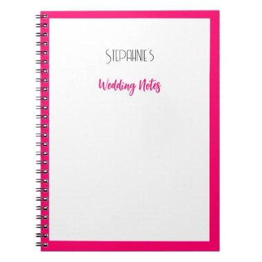 Custom Name Monogram Pink Trendy Cute Wedding Notebook