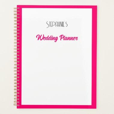 Custom Name Monogram Pink Trendy Cute Wedding Planner