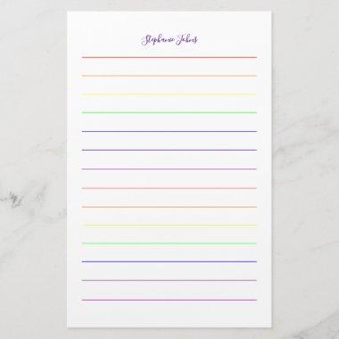 Custom Name Monogram Rainbow Colors Colorful Stationery