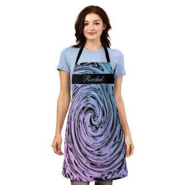 Custom Name Pink Blue Swirls Abstract Pattern Cute Apron