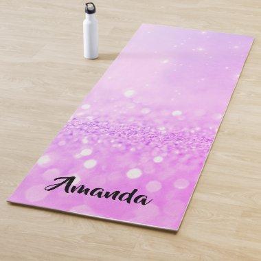 Custom Name Pink Fuchsia Glitter Girly Gift Idea Yoga Mat
