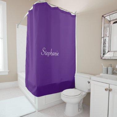 Custom Name Purple White Monograms Cute Girly Shower Curtain