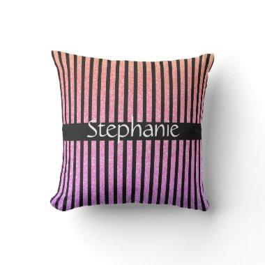 Custom Name Rose Gold Pink Glitter Bridesmaid Gift Outdoor Pillow