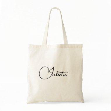 Custom Name Simple Black and White Tote Bag