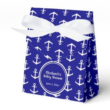 Custom Nautical Navy Blue and White Baby Shower Favor Boxes