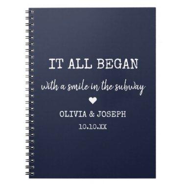 Custom Navy Blue Where It All Began Valentine Day Notebook