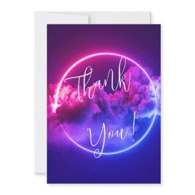 Custom Neon Sign Pink & Purple Clouds Blank Invitations