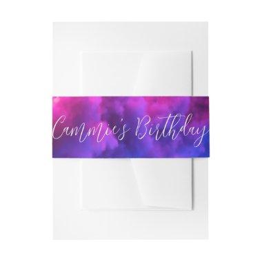 Custom Neon Sign Pink & Purple Clouds Invitations Belly Band