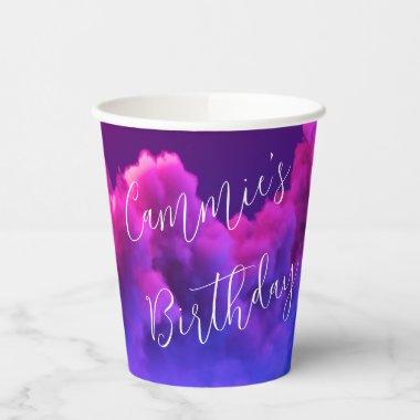 Custom Neon Sign Pink & Purple Clouds Paper Cups