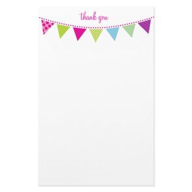 CUSTOM NOTE cute bright bunting aqua lime pink Stationery