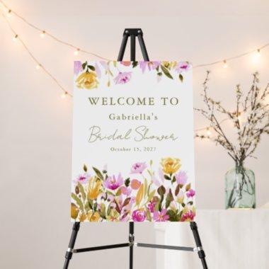 Custom Olive Pink Floral Bridal Shower Welcome Foam Board