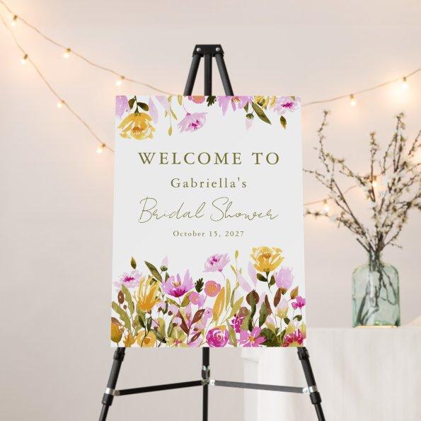 Custom Olive Pink Floral Bridal Shower Welcome Foam Board