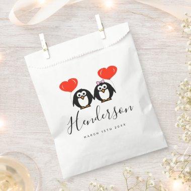 Custom penguin cartoon wedding party favor bags