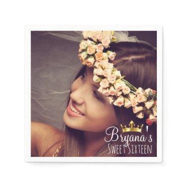 Custom Personalized Photo Picture Sweet 16 Party Napkins