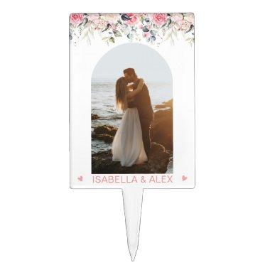Custom Photo Cake Topper | Elegant Blush Floral