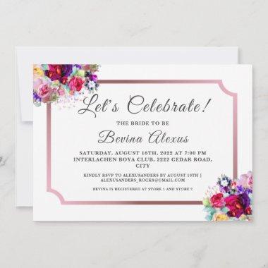 Custom Photo Metallic Coral Pink Bridal Shower In Invitations