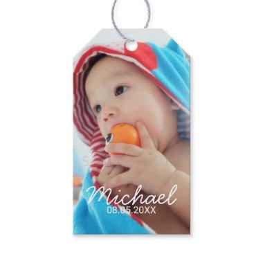 Custom Photo with Name and Date Gift Tags