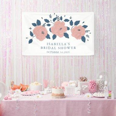 Custom Pink Blue Floral Welcome to Bridal Shower Banner