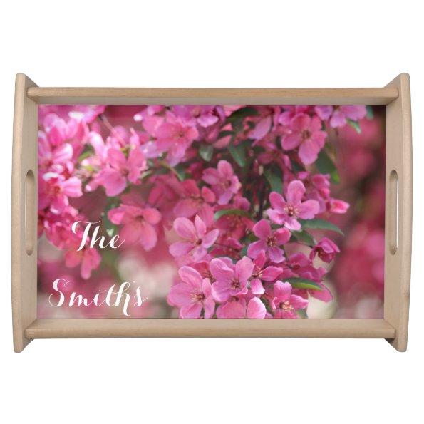 Custom Pink Floral Serving Tray