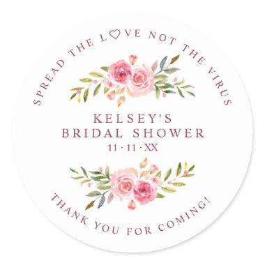 Custom Pink Garland Wreath Bridal Shower Sanitizer Classic Round Sticker