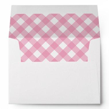 Custom Pink Gingham Checkered Return Address Envelope