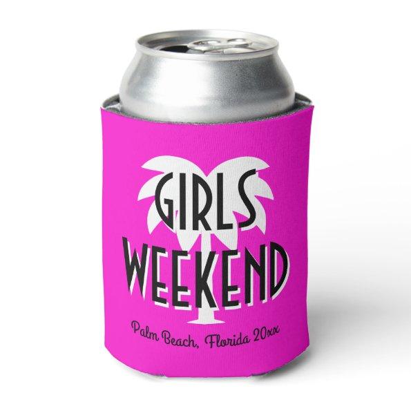 Custom pink girl's weekend trip beverage holder can cooler