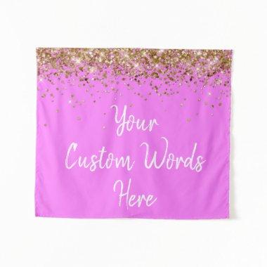 Custom Pink & Gold Birthday Party Photo Booth Prop Tapestry