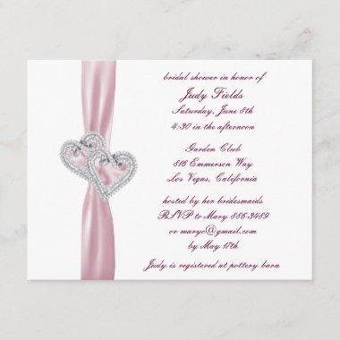 Custom Pink Hearts Bridal Shower Invitations