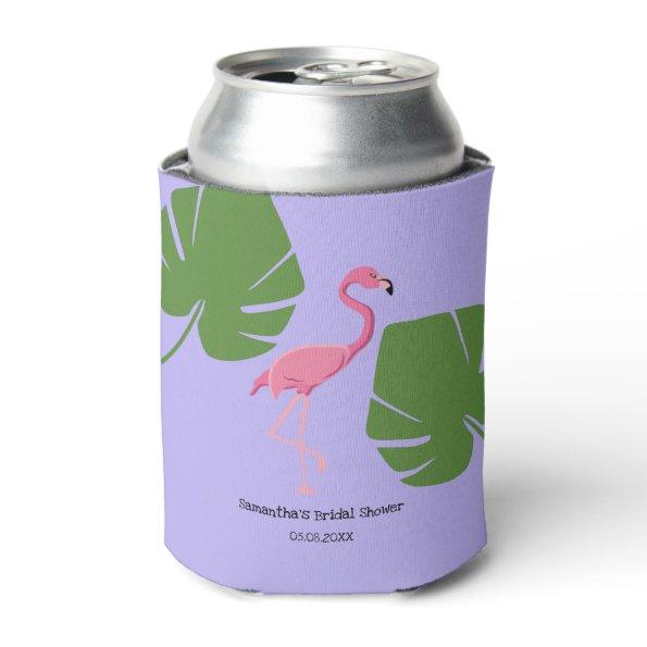 Custom Purple flamingo Tropical Bridal shower Can Cooler