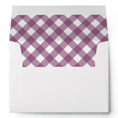 Custom Purple Gingham Checkered Return Address Envelope