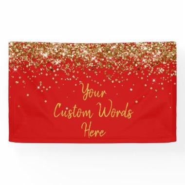 Custom Red and Gold Anniversary Party Photo Booth Banner