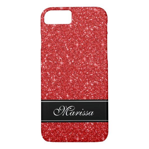 Custom Red Glitter Black Ribbon iPhone 8/7 Case