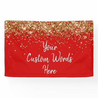 Custom Red White & Gold Birthday Party Photo Booth Banner
