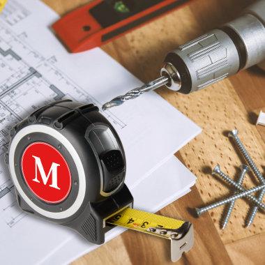 Custom Red White Monogram Handyman DIYer Tool Belt Tape Measure