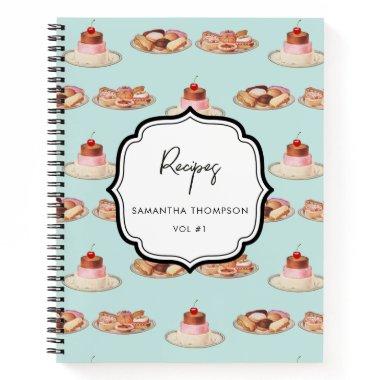 Custom Retro Dessert Bakery Recipe Cookbook Notebook