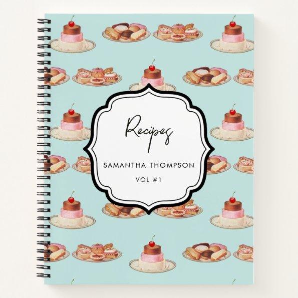 Custom Retro Dessert Bakery Recipe Cookbook Notebook