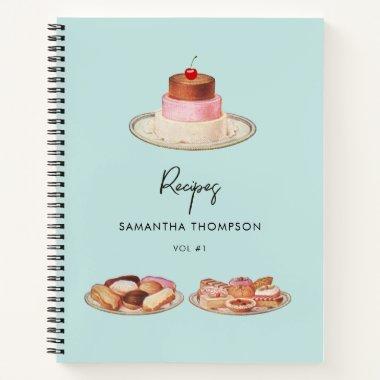 Custom Retro Dessert Recipe Cookbook Notebook