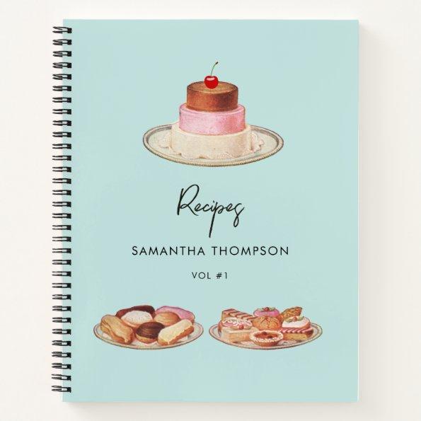 Custom Retro Dessert Recipe Cookbook Notebook