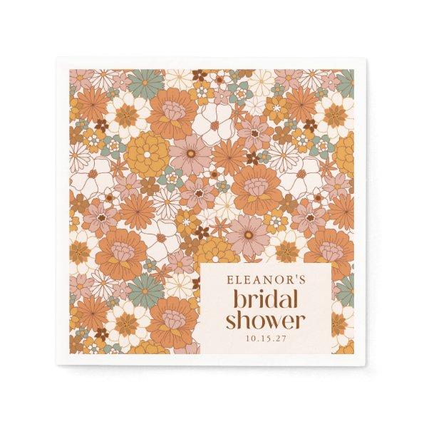 Custom Retro Terracotta Boho Floral  Napkins
