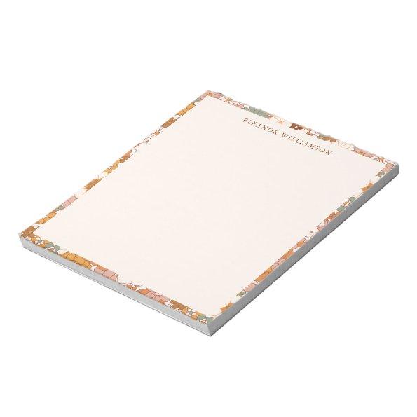 Custom Retro Terracotta Boho Floral  Notepad