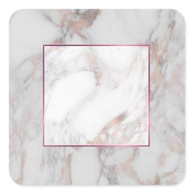 Custom Rose Gold Marble Elegant Blank Template Square Sticker