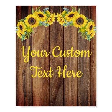 Custom Rustic Sunflower Anniversary Party Sign