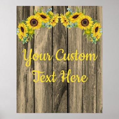 Custom Rustic Sunflower Anniversary Party Sign