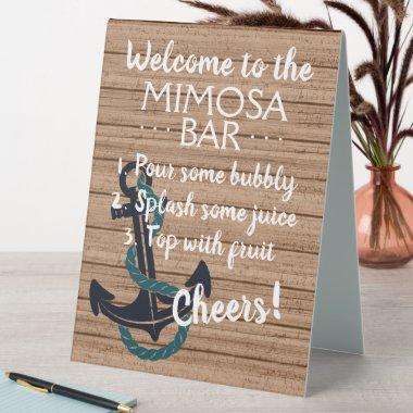 Custom Rustic Wooden Planks Mimosa Bar Table Tent Sign