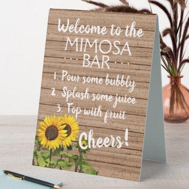 Custom Rustic Wooden Planks Mimosa Bar Table Tent Sign