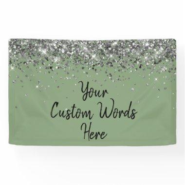 Custom Sage and Silver Birthday Party Photo Booth Banner