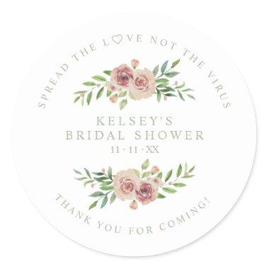 Custom Sage Garland Wreath Bridal Shower Sanitizer Classic Round Sticker