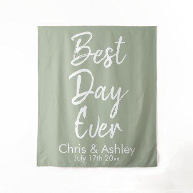 Custom Sage Green Wedding Backdrop Best Day Ever