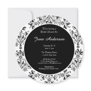Custom Shower Black White Floral Damask