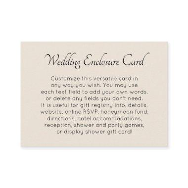 Custom, Simple Versatile DIY Cream Wedding Enclosure